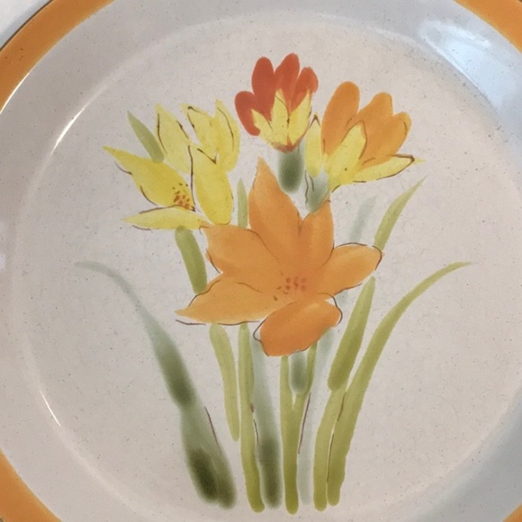Endura Stoneware Platter Dinner Ware Orange Tiger Lillies Hand Painted Korea - Picture 6 of 8